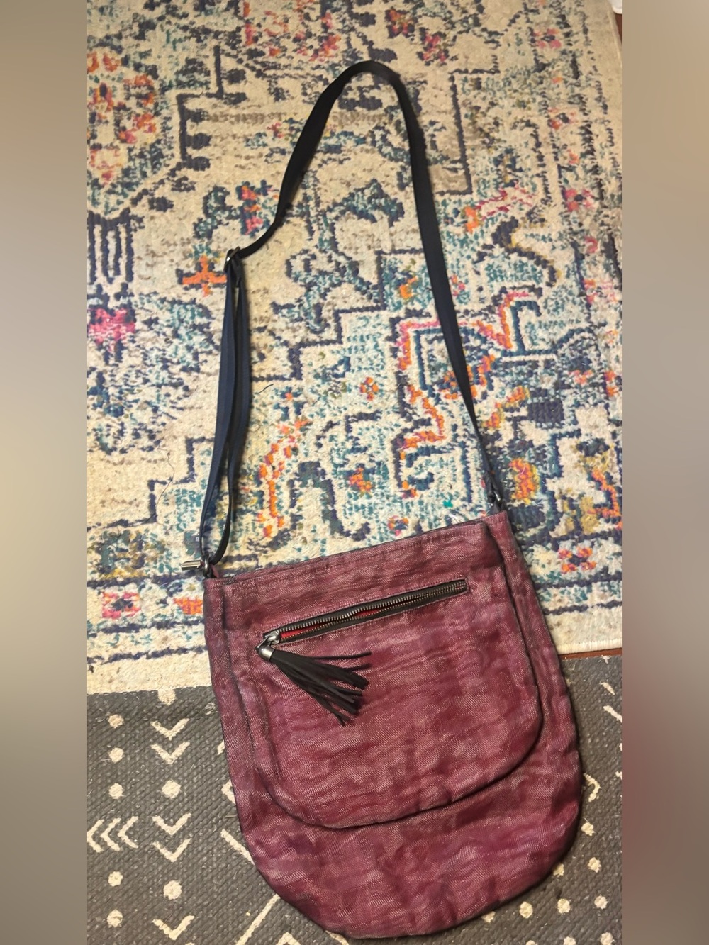Smateria Burgundy Plum Crossbody Bag Tassel Shoulder Purse